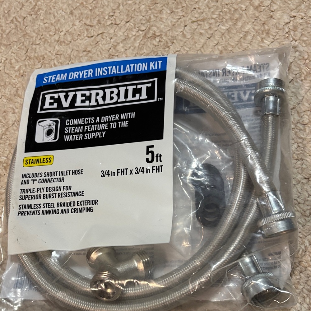 Stainless Steel Steam Dryer Installation Kit - Silver